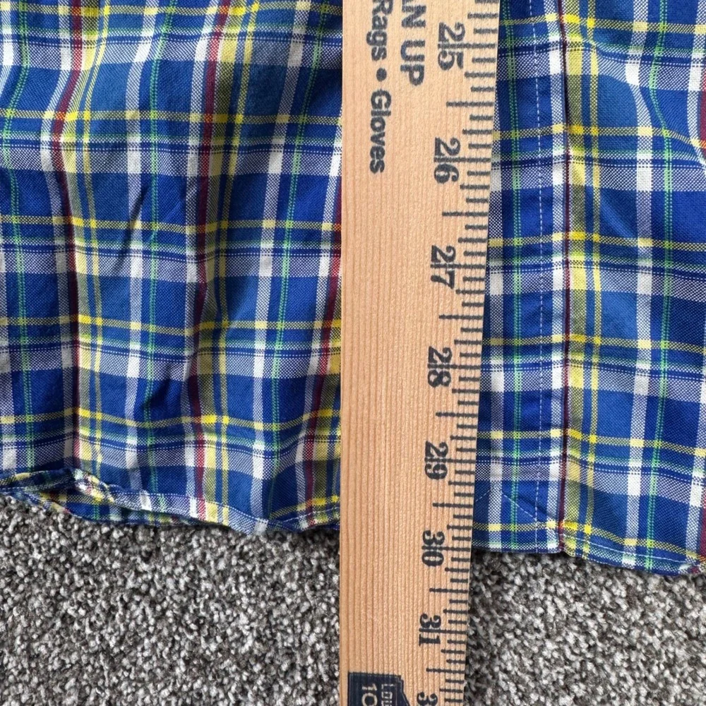 Polo Ralph Lauren Men's Medium‎ Blue Yellow Plaid Button Down Shirt Long Sleeve